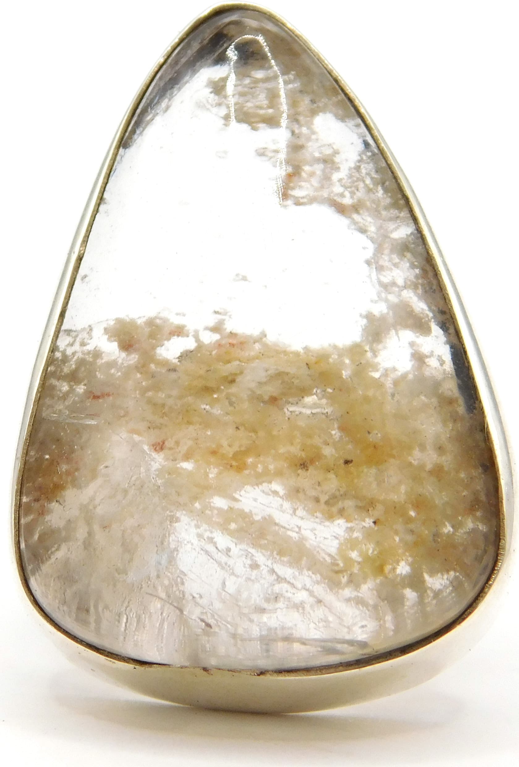 LUMINOUS GARDEN QUARTZ CRYSTAL STERLING SILVER STATEMENT RING SIZE 7