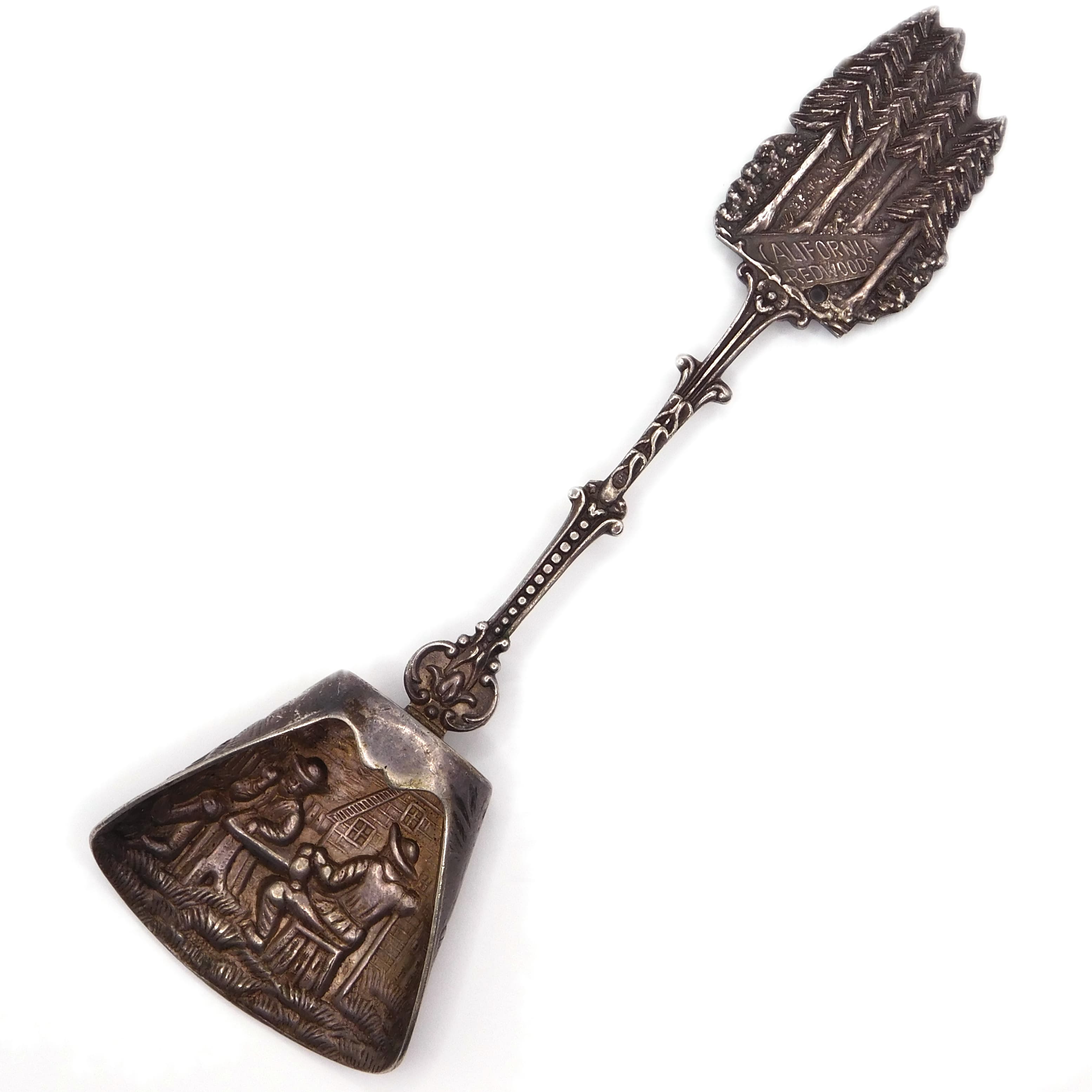 ANTIQUE DUTCH SILVER "CALIFORNIA REDWOODS" FIGURAL SOUVENIR SPOON