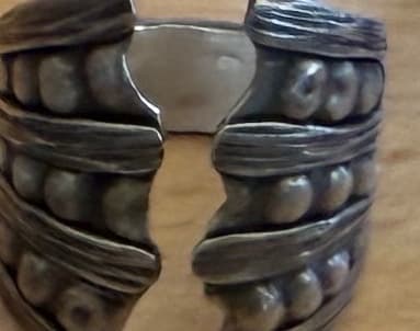 BRUTALIST SCULPTURAL CUFF BRACELET WITH BOLD BEADED TEXTURE