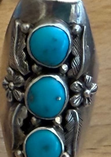SOUTHWESTERN STYLE STERLING SILVER & TURQUOISE THREE-STONE RING