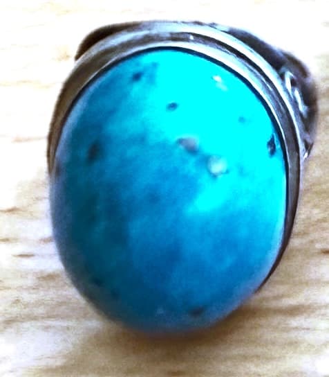 BOLD CHUNKY TURQUOISE CABOCHON STERLING SILVER STATEMENT RING