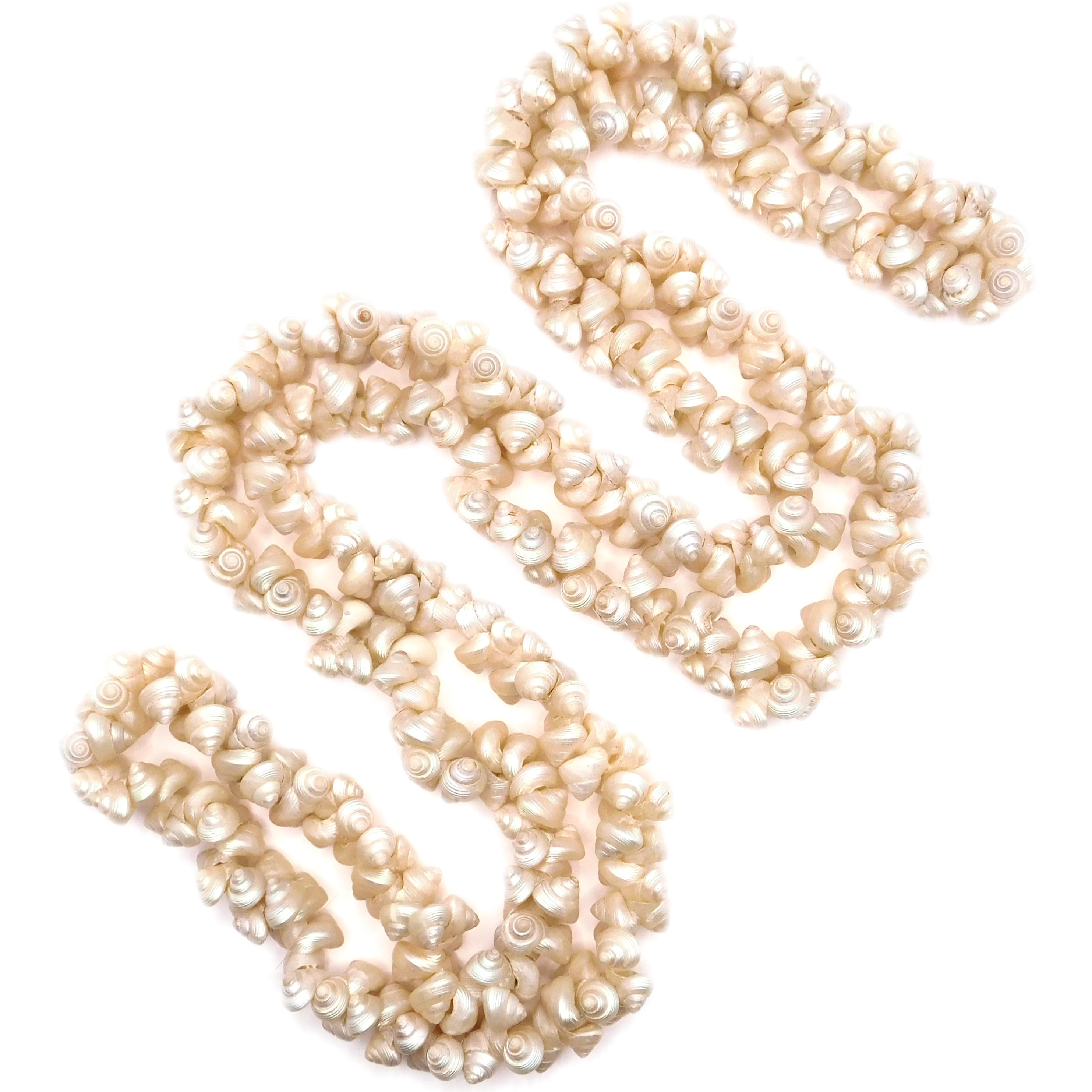 PEARLY TROCHUS SHELL NATURAL BEACH BOHO NECKLACE STRAND 46"
